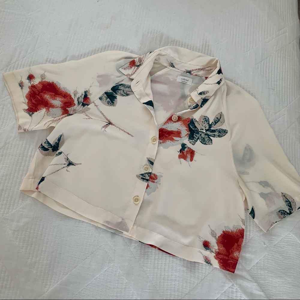 Wilfred cream cropped collared top